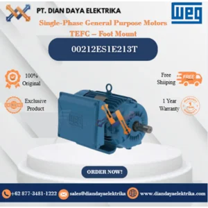 WEG "Single-Phase General Purpose Motors TEFC – Foot Mount" 00212ES1E213T HP 2 KW 1.5 RPM 1200 FRAME W213/5T Motor Listrik