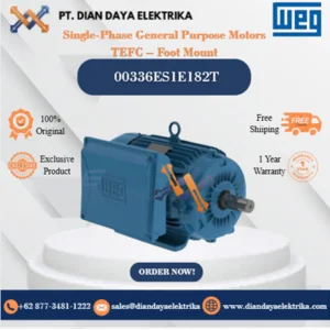 WEG "Single-Phase General Purpose Motors TEFC – Foot Mount" 00336ES1E182T HP 3 KW 2.2 RPM 3600 FRAME 182T Motor Listrik