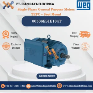 WEG "Single-Phase General Purpose Motors TEFC – Foot Mount" 00536ES1E184T HP 5 KW 3.7 RPM 3600 FRAME 184T Motor Listrik