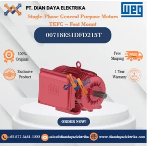 WEG "Single-Phase General Purpose Motors TEFC – Foot Mount" 00718ES1DFD215T HP 7.5 KW 5.5 RPM 1800 FRAME 215T Motor Listrik