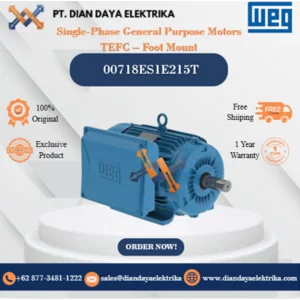 WEG "Single-Phase General Purpose Motors TEFC – Foot Mount" 00718ES1E215T HP 7.5 KW 5.5 RPM 1800 FRAME 215T Motor Listrik