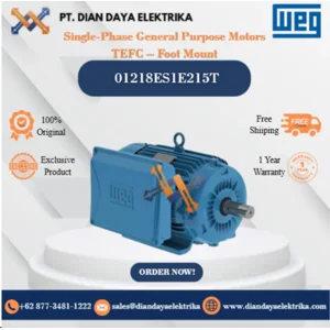 WEG "Single-Phase General Purpose Motors TEFC – Foot Mount" 01218ES1E215T HP 12.5 KW 9.2 RPM 1800 FRAME 215T Motor Listrik