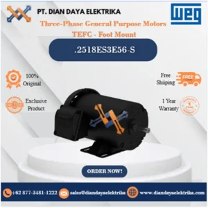 WEG "Three-Phase General Purpose Motors  TEFC - Foot Mount" .2518ES3E56-S HP 0.25 KW 0.18 RPM 1800 FRAME 56.0 Motor Listrik