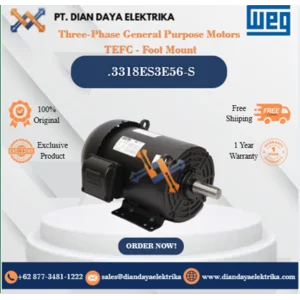 WEG "Three-Phase General Purpose Motors  TEFC - Foot Mount" .3318ES3E56-S HP 0.33 KW 0.25 RPM 1800 FRAME 56.0 Motor Listrik