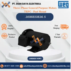WEG "Three-Phase General Purpose Motors  TEFC - Foot Mount" .5036ES3E56-S HP 0.5 KW 0.37 RPM 3600 FRAME 56.0 Motor Listrik
