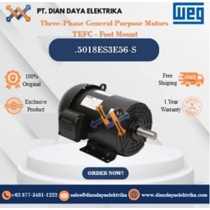 WEG "Three-Phase General Purpose Motors  TEFC - Foot Mount" .5018ES3E56-S HP 0.5 KW 0.37 RPM 1800 FRAME 56.0 Motor Listrik