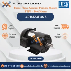 WEG "Three-Phase General Purpose Motors TEFC - Foot Mount" .5018ES3H56-S HP 0.5 KW 0.37 RPM 1800 FRAME 56.0 Motor Listrik