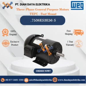 WEG "Three-Phase General Purpose Motors TEFC - Foot Mount" .7536ES3E56-S HP 0.75 KW 0.55 RPM 3600 FRAME 56.0 Motor Listrik