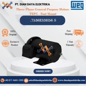 WEG "Three-Phase General Purpose Motors TEFC - Foot Mount" .7536ES3H56-S HP 0.75 KW 0.55 RPM 3600 FRAME 56.0 Motor Listrik
