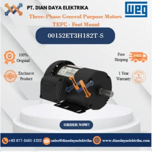 WEG "Three-Phase General Purpose Motors TEFC - Foot Mount" 00152ET3H182T-S HP 1.5 KW 1.1 RPM 1200 FRAME 182/4T Motor Listrik