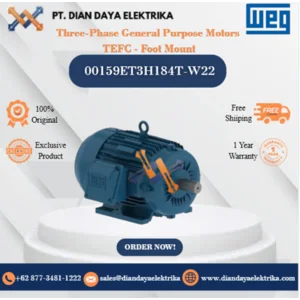 WEG "Three-Phase General Purpose Motors TEFC - Foot Mount" 00159ET3H184T-W22 HP 1.5 KW 1.1 RPM 900 FRAME 182/4T Motor Listrik