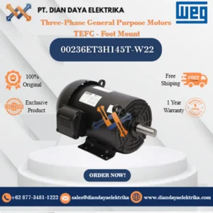 WEG "Three-Phase General Purpose Motors TEFC - Foot Mount" 00218ET3E56-S HP 2 KW 1.5 RPM 1800 FRAME 56H Motor Listrik