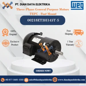 WEG "Three-Phase General Purpose Motors TEFC - Foot Mount" 00218ET3H145T-S HP 2 KW 1.5 RPM 1800 FRAME 143/5T Motor Listrik