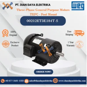 WEG "Three-Phase General Purpose Motors TEFC - Foot Mount" 00212ET3E184T-S HP 2 KW 1.5 RPM 1200 FRAME 182/4T Motor Listrik