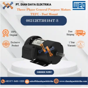 WEG "Three-Phase General Purpose Motors  TEFC - Foot Mount" 00212ET3H184T-S HP 2 KW 1.5 RPM 1200 FRAME 182/4T Motor Listrik