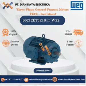 WEG "Three-Phase General Purpose Motors  TEFC - Foot Mount" 00212ET3E184T-W22 HP 2 KW 1.5 RPM 1200 FRAME 182/4T Motor Listrik