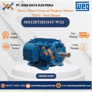 WEG "Three-Phase General Purpose Motors  TEFC - Foot Mount" 00212ET3H184T-W22 HP 2 KW 1.5 RPM 1200 FRAME 182/4T Motor Listrik