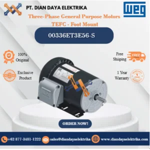 WEG "Three-Phase General Purpose Motors TEFC - Foot Mount" 00336ET3E56-S HP 3 KW 2.2 RPM 3600 FRAME 56H Motor Listrik