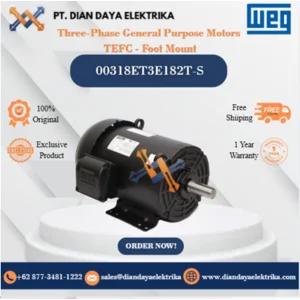 WEG "Three-Phase General Purpose Motors  TEFC - Foot Mount" 00318ET3E182T-S	HP 3 KW 2.2 RPM 1800 FRAME 182/4T Motor Listrik