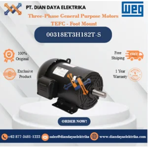 WEG "Three-Phase General Purpose Motors  TEFC - Foot Mount" 00318ET3H182T-S HP 3 KW 2.2 RPM 1800 FRAME 182/4T Motor Listrik