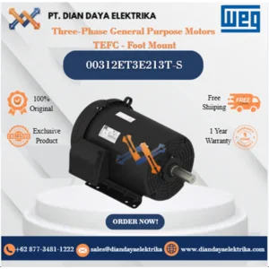 WEG "Three-Phase General Purpose Motors  TEFC - Foot Mount" 00312ET3E213T-S	HP 3 KW 2.2 RPM 1200 FRAME 213/5T Motor Listrik