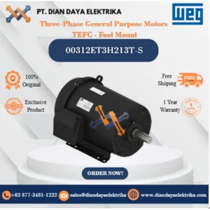 WEG "Three-Phase General Purpose Motors  TEFC - Foot Mount" 00312ET3H213T-S	HP 3 KW 2.2 RPM 1200 FRAME 213/5T Motor Listrik
