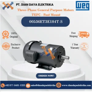 WEG "Three-Phase General Purpose Motors TEFC - Foot Mount" 00536ET3E184T-S HP 5 KW 3.7 RPM 3600 FRAME 182/4T Motor Listrik