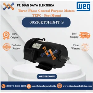 WEG "Three-Phase General Purpose Motors TEFC - Foot Mount" 00536ET3H184T-S HP 5 KW 3.7 RPM 3600 FRAME 182/4T Motor Listrik