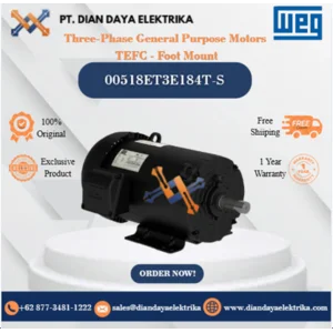 WEG "Three-Phase General Purpose Motors  TEFC - Foot Mount" 00518ET3E184T-S  HP 5 KW 3.7 RPM 1800 FRAME 182/4T Motor Listrik