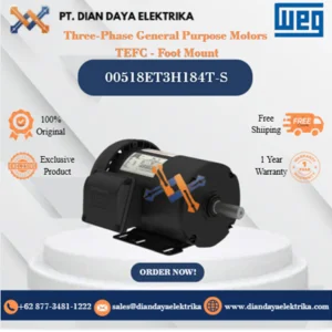 WEG "Three-Phase General Purpose Motors  TEFC - Foot Mount" 00518ET3H184T-S HP 5 KW 3.7 RPM 1800 FRAME 182/4T Motor Listrik