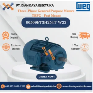 WEG "Three-Phase General Purpose Motors TEFC - Foot Mount" 00509ET3H254T-W22 HP 5 KW 3.7 RPM 900 FRAME 254/6T Motor Listrik