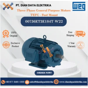WEG "Three-Phase General Purpose Motors TEFC - Foot Mount" 00736ET3E184T-W22 HP 7.5 KW 5.5 RPM 3600 FRAME 182/4T Motor Listrik