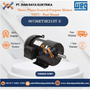 WEG "Three-Phase General Purpose Motors TEFC - Foot Mount" 00736ET3E213T-S HP 7.5 KW 5.5 RPM 3600 FRAME 213/5T Motor Listrik