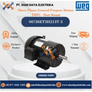 WEG "Three-Phase General Purpose Motors TEFC - Foot Mount" 00736ET3H213T-S HP 7.5 KW 5.5 RPM 3600 FRAME 213/5T Motor Listrik