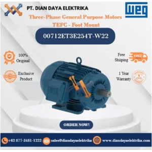 WEG "Three-Phase General Purpose Motors TEFC - Foot Mount" 00712ET3E254T-W22 HP 7.5 KW 5.5 RPM 1200 FRAME 254/6T Motor Listrik