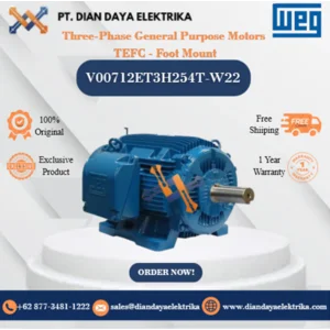 WEG "Three-Phase General Purpose Motors TEFC - Foot Mount" 00712ET3H254T-W22 HP 7.5 KW 5.5 RPM 1200 FRAME 254/6T Motor Listrik
