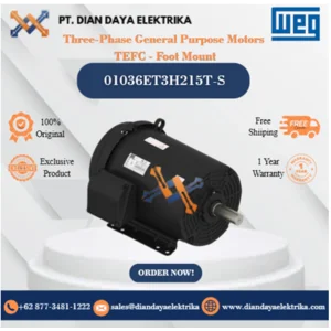 WEG "Three-Phase General Purpose Motors  TEFC - Foot Mount" 01036ET3H215T-S HP 10 KW 7.5 RPM 3600 FRAME 213/5T Motor Listrik