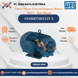 WEG "Three-Phase General Purpose Motors  TEFC - Foot Mount" 01036ET3E215T-W22	HP 10 KW 7.5 RPM 3600 FRAME 213/5T Motor Listrik