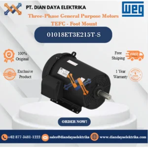 WEG "Three-Phase General Purpose Motors  TEFC - Foot Mount" 01018ET3E215T-S	HP 10 KW 7.5 RPM 1800 FRAME 213/5T Motor Listrik