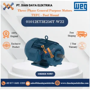 WEG "Three-Phase General Purpose Motors  TEFC - Foot Mount" 01012ET3E256T-W22	HP 10 KW 7.5 RPM 1200 FRAME 254/6T Motor Listrik