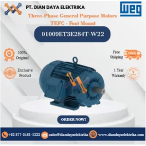 WEG "Three-Phase General Purpose Motors  TEFC - Foot Mount" 01009ET3E284T-W22	HP 10 KW 7.5 RPM 900 FRAME 284/6T Motor Listrik