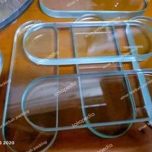 Kaca Tempered Oval Sight Glass Tebal 6 mm x 40 mm x 250 mm