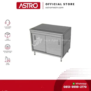 Rak dan Lemari Kabinet Kamar Mandi Meja Kabinet Dapur Stainless Cabinet Sliding Stainless 304 With Middle Shelf Non Backsplash Uk 1000x700x850mm