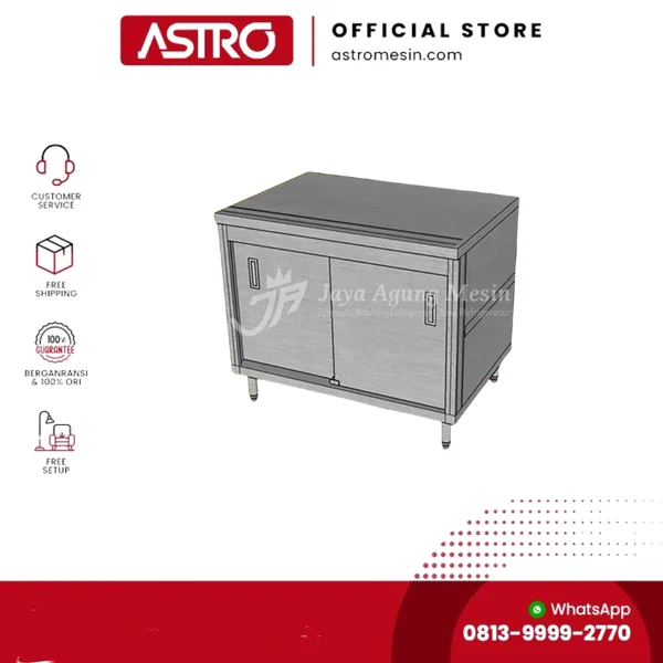 Rak dan Lemari Kabinet Kamar Mandi Meja Kabinet Dapur Stainless Cabinet Sliding Stainless 304 With Middle Shelf Non Backsplash Uk 1000x700x850mm