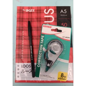Alat Tulis Lainnya KiBEDA Bundle Produk Pulpen 1pcs+Loose Leaf A5 50lbr+Correction Tape 1pcs