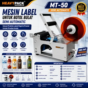 HEAVYPACK MT-50 Mesin Label Untuk Botol Bulat Semi Automatic / Mesin Pengkodean