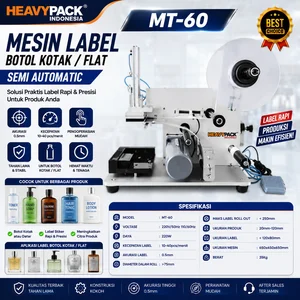 HEAVYPACK MT-60 Mesin Label Untuk Botol Kotak Atau Flat Semi Automatic / MESIN PENGKODEAN