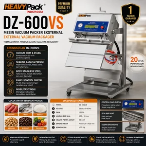 HEAVYPACK DZ-600VS Mesin Pengemas Penyedot Udara / Kedap Udara External Vacuum Packager (With SS Body, 20CBM Pump) / Mesin vacuum packaging