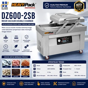 HEAVYPACK DZ600-2SB Mesin Vacuum Penyedot Udara Dalam Kemasan Atau Kedap Udara Double Chamber / Mesin Vacuum Packaging
