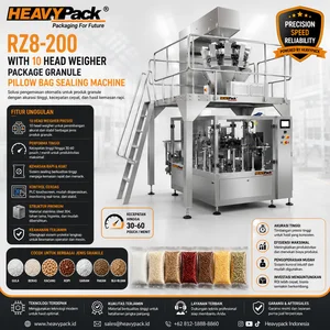 HEAVYPACK RZ8-200 with 10 Head Weigher Package Granule Pillow Bag Sealing Machine / Mesin Pengemas Otomatis